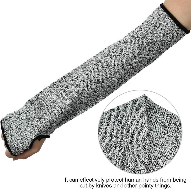 woobles 1 Pair of Safety Arm Protection, HPPE Cut Resistant Anti-Abrasion Long-Sleeved Work Gloves for Glass Processing Enterprises, Slaughtering and Processing Places, Machinery Manufacturing(45cm) - Image 5